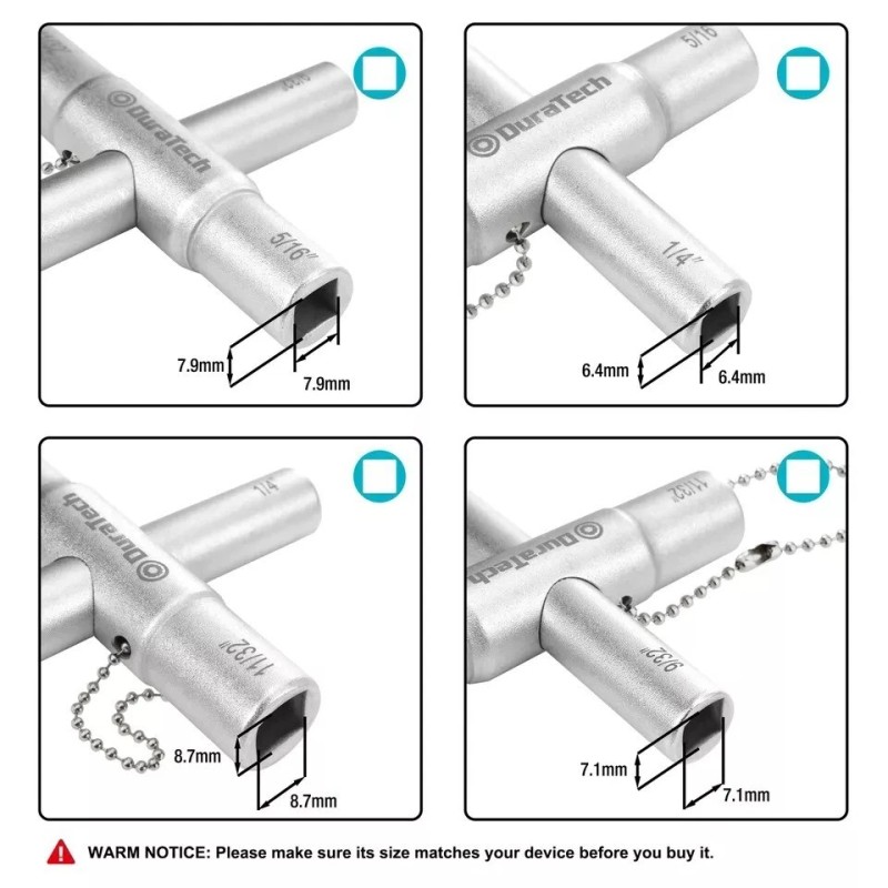 DURATECH 4 Way Sillcock Key Set Utilities Key Multi-function