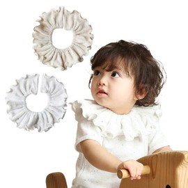 SOWAN Collar Pile Fabric Bib Set, 360°, Bib, For Boys, Girls, Babies, Newborns, Babies, Made in Japan, Plain Towel, 100% Cotton, Baby Shower, Shirotsubu, Kinari Tsubu