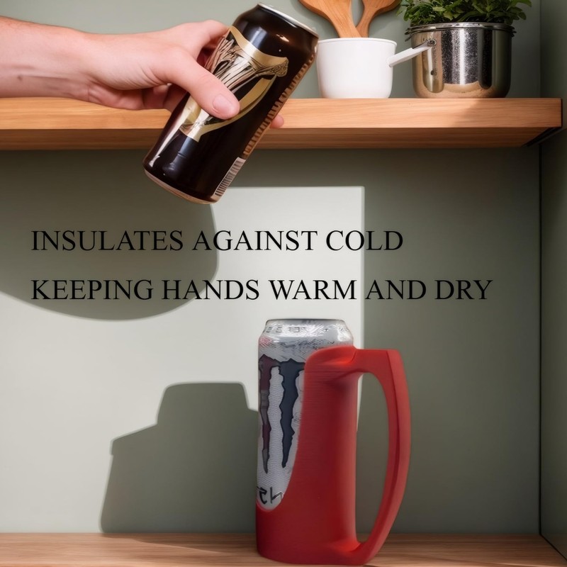 Slim Can Holder 12 Oz with Handle, 3D Printed Reusable