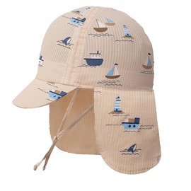 Gifts Treat Baby Kids Sun Hat, Cotton Hat for Baby Boys Girls Windproof Hat in Cartoon Pattern, Baby Sun Hat with Neck Protection, Brown Boats, 2 - 4 years
