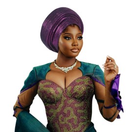 Nigerian headwear African headscarf,Auto Gele headband,hand wrap beaded - made for weddings parties events (Rose Red)