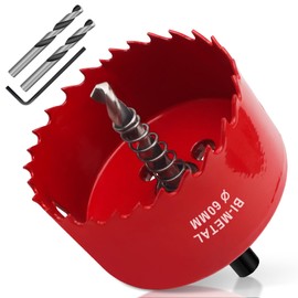 Yeepeo Yeepeo Lochs?ge 60mm, Universal HSS M42 Bi-Metall Lochs?gen, Lochkreiss?ge mit Sechskant-Schaft und Bohrer Lochbohrer Set Bohrkrone fr Holz, Rigips, Trockenbau, Kunststoffe, 1 Stck Rot