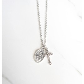 St. Mary Magdalene Necklace for Women – Catholic Saint Medal – Confirmation Gift for Girl – Crucifix