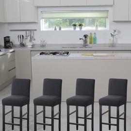 HFCNMY Bar Stool Covers,4 Pack Stretch Covers with Backs Jacquard Chair Barstool Slipcovers Back Pub Counter Elastic Bands Black (CLL2023GJYT0318-2)