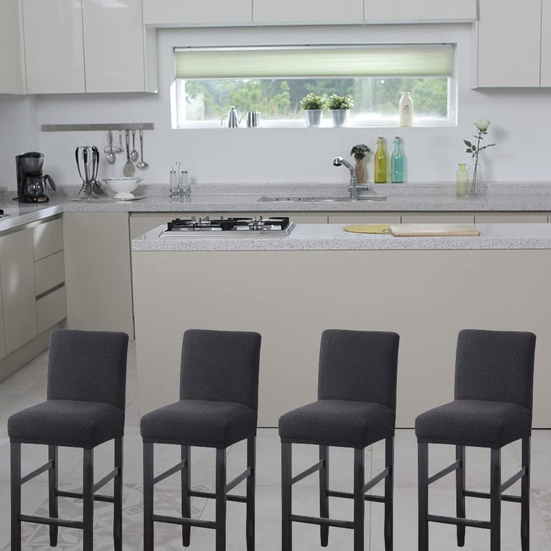 HFCNMY Bar Stool Covers,4 Pack Stretch Covers with Backs Jacquard