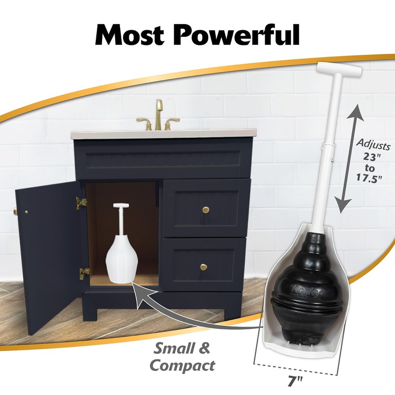 Korky 97-5A BeehiveMAX Hideaway-Heavy Duty Toilet Plunger with Holder-Drip Free