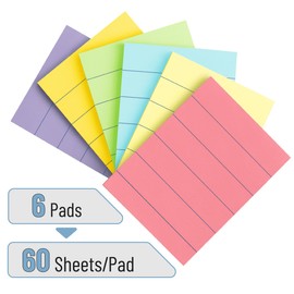 Mr. Pen- Lined Sticky Notes 1.5" x2", 6 Pads, 60 Sheet/Pads, Vibrant Colors, Sticky Note Pads, Stocky Notes for Bible Journaling