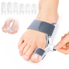 POFIBO Hallux Valgus Korrektur Set – Hallux valgus schiene für Ballenzeh, Hammerzehen & schiefe Zehen, mit 6 Fixierplatten + 2 Silikon Zehenspreizer