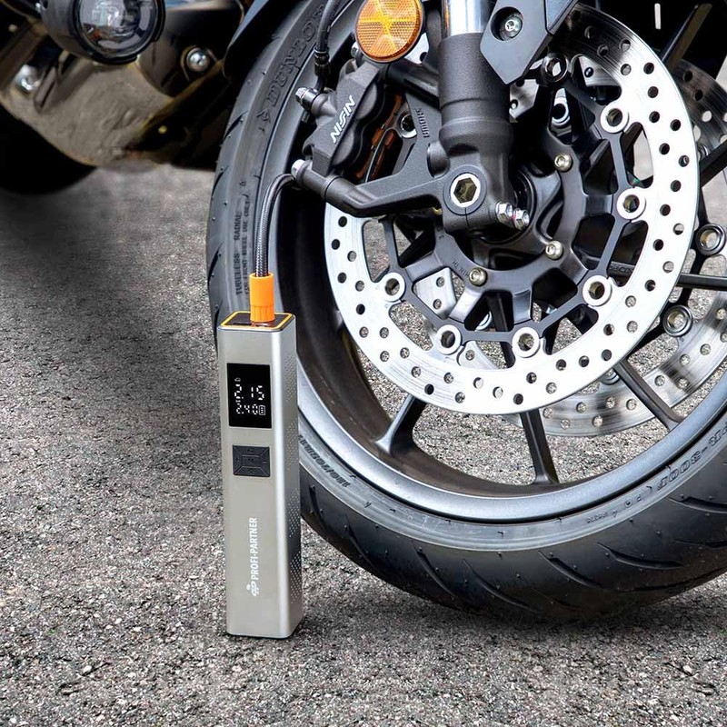 PROFI-PARTNER Akku Luftpumpe 150 PSI, Elektrischer Mini Kompressor für Auto,