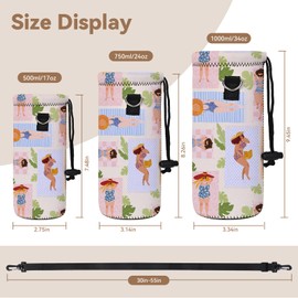 AUPET Water Bottle Sling Bag Carrier Crossbody Sleeve,Insulated Neoprene Bottle Case Holder Pouch Cover 500ML/17oz with Shoulder Strap for Walking Women Men (Butterflies)