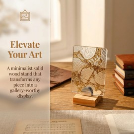 Small Picture Stand 4Psc Mini Wood Adjustable Glass Display Stands Card Display Stand Holder for Photo Frames, Plaque, Sign