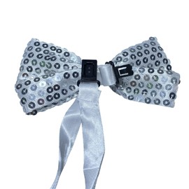 NiceYnn Men's Bowtie, Neckwear, Tie, Easy Adjustable, Sequins, For Weddings, Graduations, Sports Events, Sports Festivals, Play Parties,, 1pc Sequin Silver