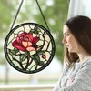 AMDERVEN Stained Glass Window Hanging, Red Rose Sun Catcher for