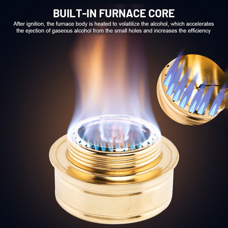 Mini Copper Spirit Cooker Portable Camping Stove with Aluminum Stand