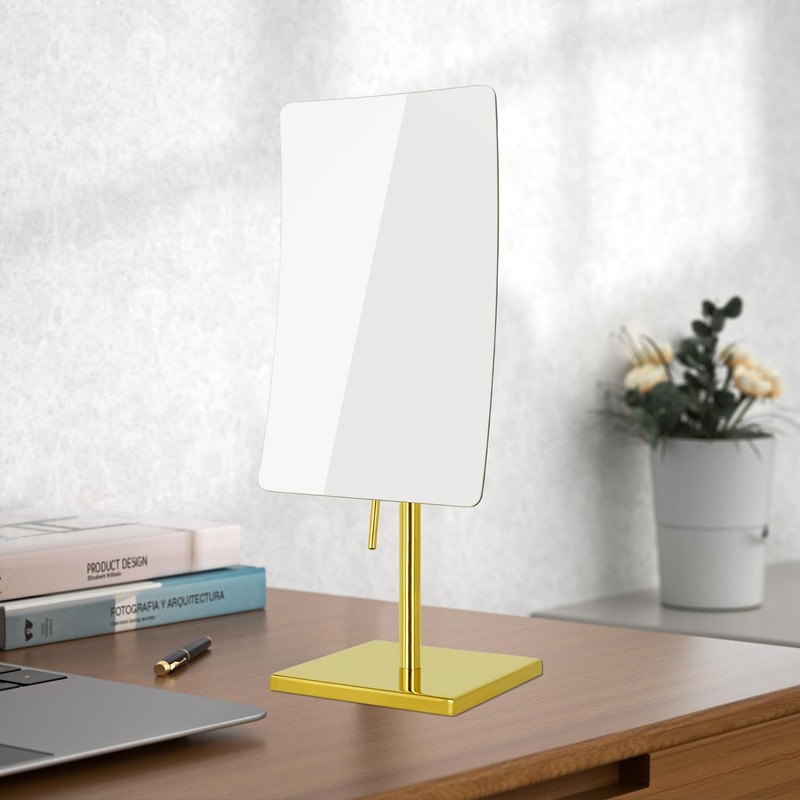 DOWRY 5X Tabletop Magnifying Makeup Mirror Adjustable Rectangular Vanity Mirror