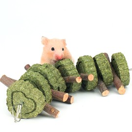 MUYYIKA Hamster Toothpaste Rabbit Chinchilla Squirrel Toy Guinea Pig Rabbit Rat Small Animals Stress Lack Exercise Relief Hanging Anti-Cracking Natural Apple Twigs (Grass and Apple Branch)