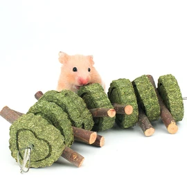 MUYYIKA Hamster Toothpaste Rabbit Chinchilla Squirrel Toy Guinea Pig Rabbit Rat Small Animals Stress Lack Exercise Relief Hanging Anti-Cracking Natural Apple Twigs (Grass and Apple Branch)