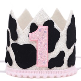 HUHJRUAR Sombrero de cumpleaños de vaca rosa (rosa), Rosado, M