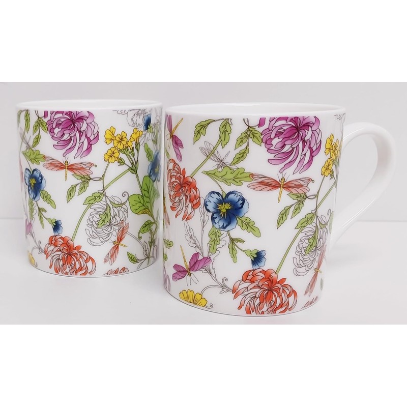 Rainbow Decors Japanese Garden & Dragonflies Mugs Set of 4