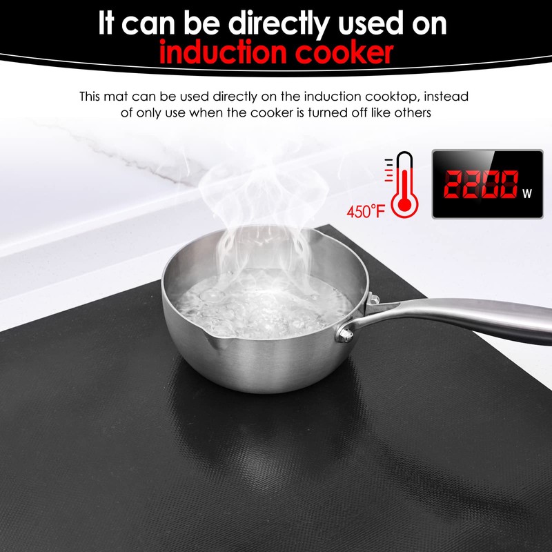 KitchenRaku Large Induction Cooktop Protector Mat, (Magnetic) Electric Stove Burner