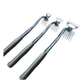 Manganese Steel 5-Tine Weeding Rake Garden Tool Weeder + Gardening Gloves with Claws - Manganese Steel Weeder, Root Cutter and Hand Guard for Efficient Weeding