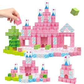 128PCS Magnetic Blocks Building Toys - 1" Magnet Cubes Tiles for Girls, Magnetic Tiles Building Blocks, Stacking Magnets Sensory STEM Toys Cultivate Innovation, Build Princess Castle Birthday Gift