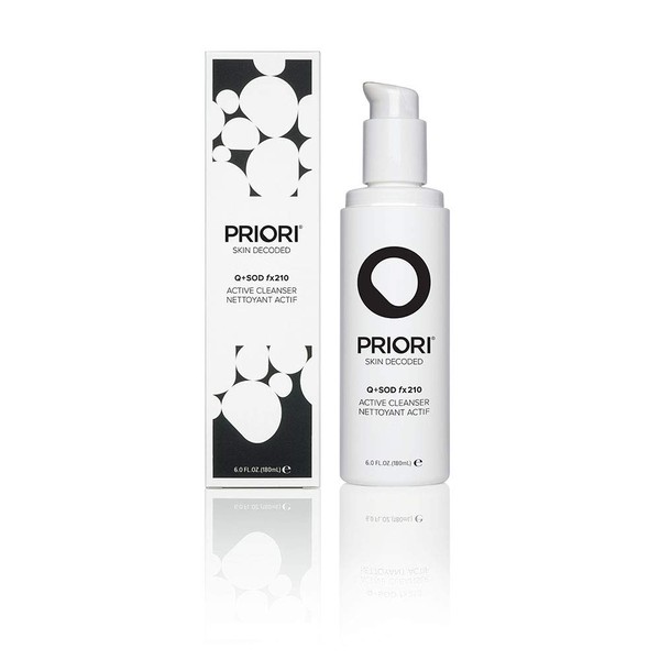 PRIORI Skincare Active Facial Cleanser with CoQ10 for Deep Cleansing Pore Refining Hydrating Antioxidant Face Wash with Lactic and Salicylic Acid Fragrance Free 6 fl oz