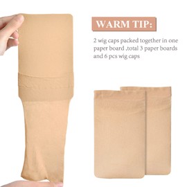 MORGLES Wig Cap, 6Pcs Stretchy Nylon Wig Caps Stocking Wig Caps for Women, Light Brown