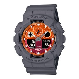 G-Shock Flame inside series_gray, orange, Round (GA-100)