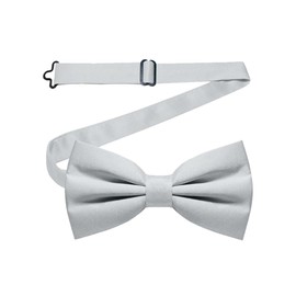Trimming Shop Satin Classy Neck Bow Tie Solid Silver Colour Adjustable Butterfly Pretied Bowtie Tuxedo Men Women Kids Formal Casual Party Wear Fashion Accessory