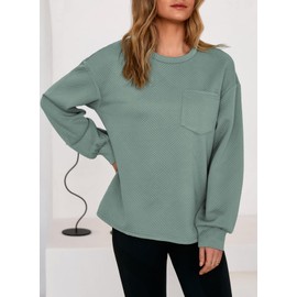 Dokotoo Oversized Sweatshirt for Women Tops Casual Long Sleeve Shirts Business Work Tunic Tee 2025 Fall Outfits Clothes Stretch Texture Lightweight Blouse Clothing Fashion Trendy Pullover Knit