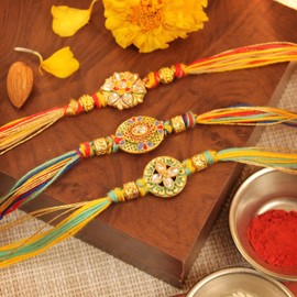 TIED RIBBONS Rakhi for Brother (Set of 3) | Rakhi Set for Brother | Rakhi Card | Roli Tika - Raksha bandhan Rakhi Bracelet for Brother Rakhi for Bhaiya | Bhai Rakhi Thread | Rakhi Gifts for Brother
