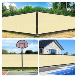 Bynbbur 8'x79' Privacy Fence Screen Net Fencing 95% Privacy Blockage Windscreen Fence Cover with Copper Grommet for Patio Backyard Garden Swimming Pool, Zip Ties Included, Beige