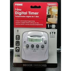 PRIME 7-Day Digital Timer Indoor Energy Saving 1 outlet No. 0608803 15A 125VAC