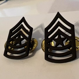 Pair of USMC Sergeant Major E9 Black Subdued Metal Rank Insignia Marine Corps