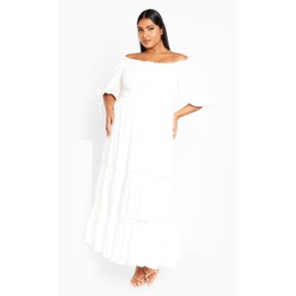 City Chic Women's Plus Size Love Shirred Dress, Ivory, 24