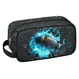 LOMBARDIDEN Kids Travel Toiletry Bag for Boys Men - Blue American Football Hanging Dopp Kit - Waterproof Shaving Bag Bathroom Bags Wash Bag for Toiletries Accessories