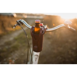 Gusti Connie Leather Bottle Holder for Bicycle Handlebar Drink Holder Vintage Brown Leather