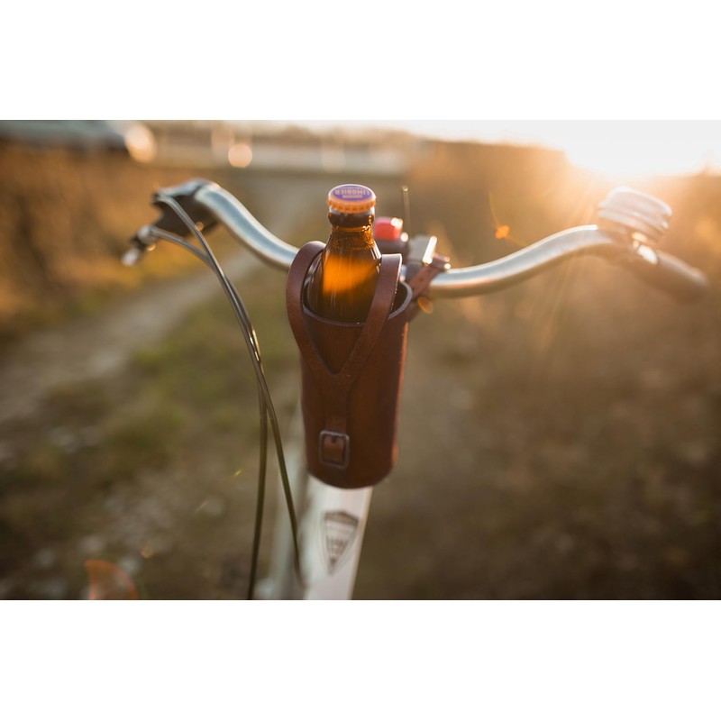 Gusti Connie Leather Bottle Holder for Bicycle Handlebar Drink Holder