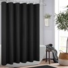 KOUFALL Black Shower Curtain Set with Hooks,Linen Cloth Fabric Waterproof