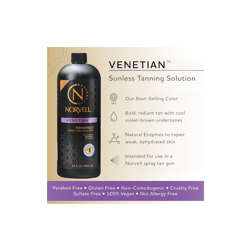 Norvell Premium Sunless Tanning Solution - Venetian, 1 Liter