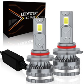 LEDYOTRY 2025 Latest 9005 LED Bulbs, HB3 Fog Lights 22000lm 6500K Cool White 9005 LED Fog Light Bulbs, with Turbo Cooling Fan, Easy Installation, Adjustable Beam, Pack of 2