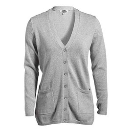 Edwards Ladies' V-Neck Long Cardigan Sweater Large Grey Heather