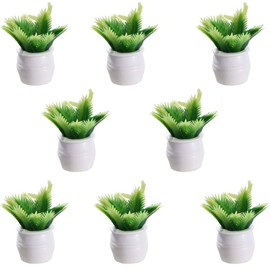 Kopida Simulation Potted Plants 8PCS Mini Green Plant Tree Potteds Doll House Miniature Furniture Flower Pots Fake Simulation Plants Desktop Decor Ornaments