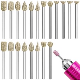20 Stück Diamant Frässtifte Mit 1/8" Schaft,Für Stein Glas Keramik Schnitzen, Schleifen, Polieren, Gravieren