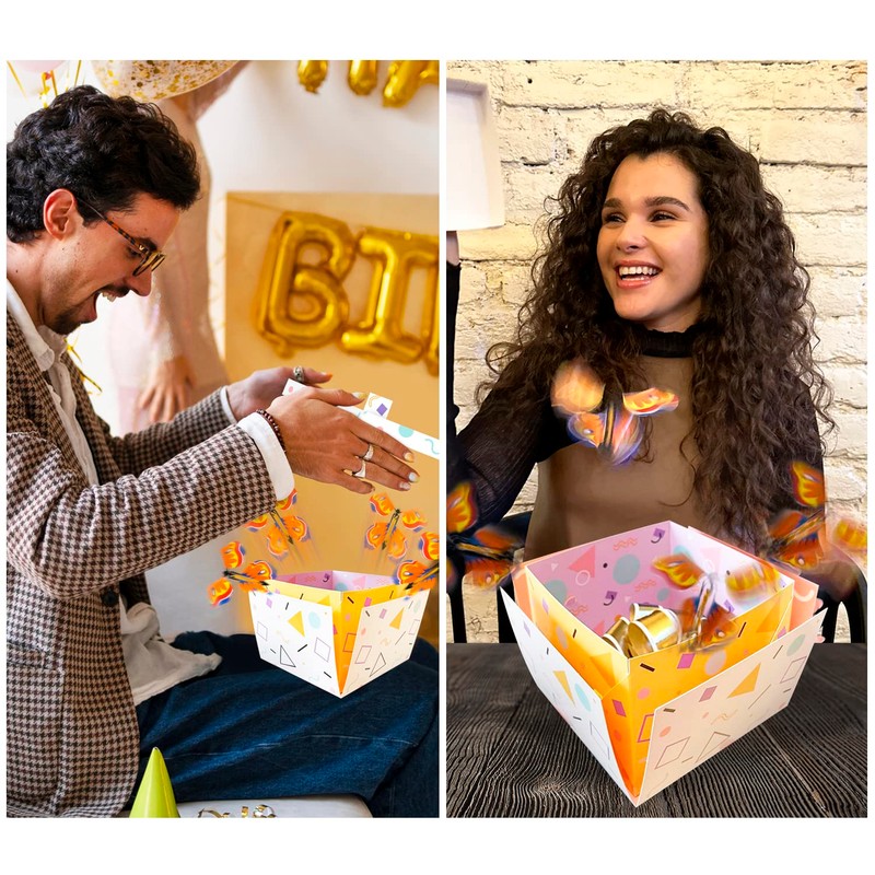 FETTIPOP Gift Box DIY Butterfly Explosion (White Yellow) 18.5 x