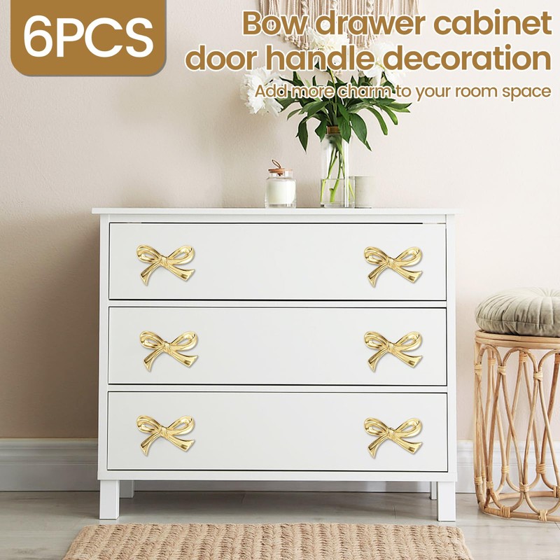 UKQRRTC Solid Brass Bow Drawer Knobs and Cabinet Pulls -