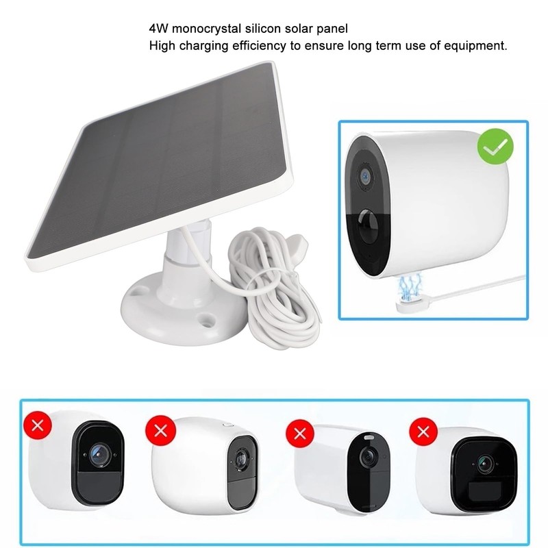 Solar Panel for Security Camera, 4W 5V Waterproof Solar Charger