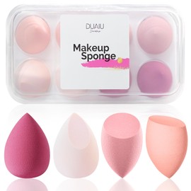 DUAIU 8 Pack Makeup Sponge Set, 4 Color Beauty Blenders Make up Sponges for Liquid, Cream and Powder, Latex Free Foundation Sponge with 1 Sponge Holder Case