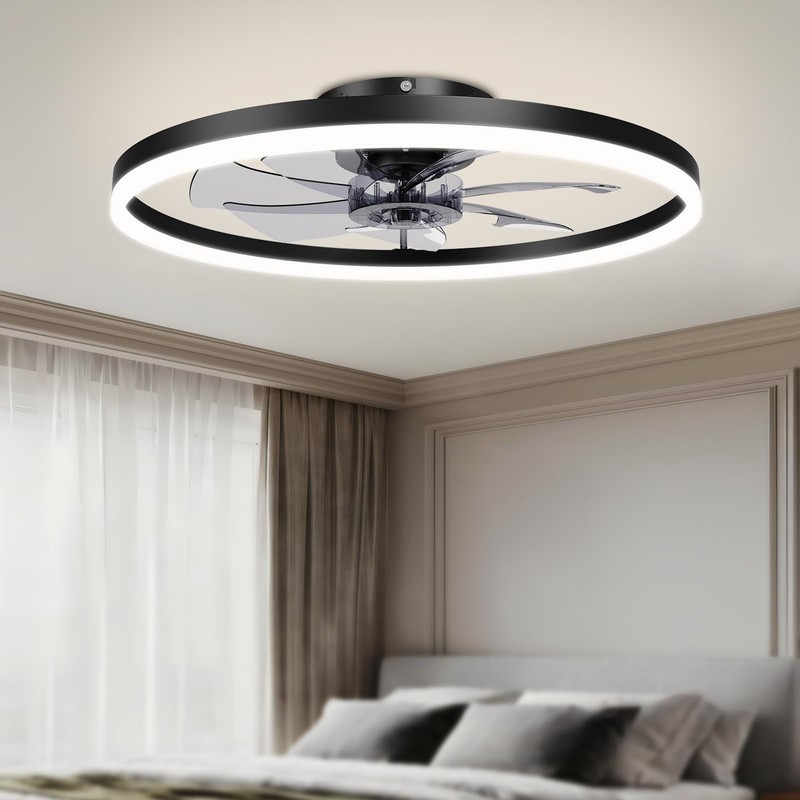 VOLISUN Low Profile Ceiling Fans with Light and Remote,23.6in Fandelier